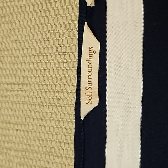 Soft Surroundings Adrift Top Women's M Navy White Stripes Tie Sleeves Nautical - Picture 6 of 11